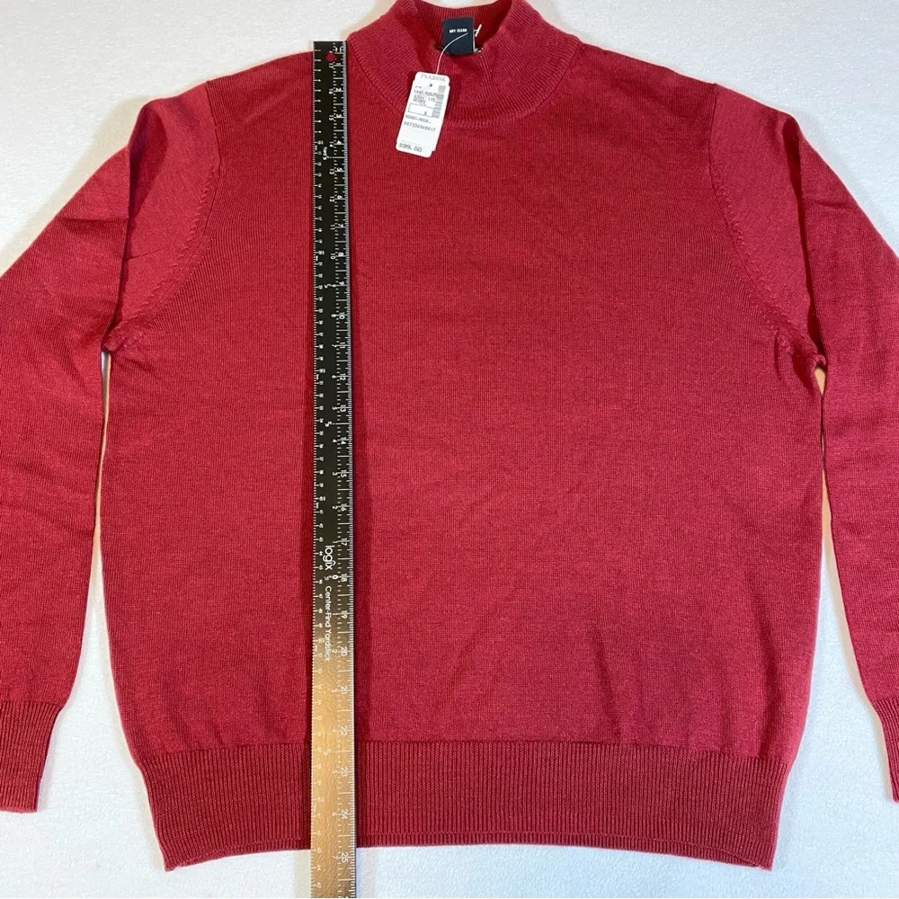 JOS A BANK Signature Collection Sweater Merino Wool Mock Neck Men’s Sz M Red NWT